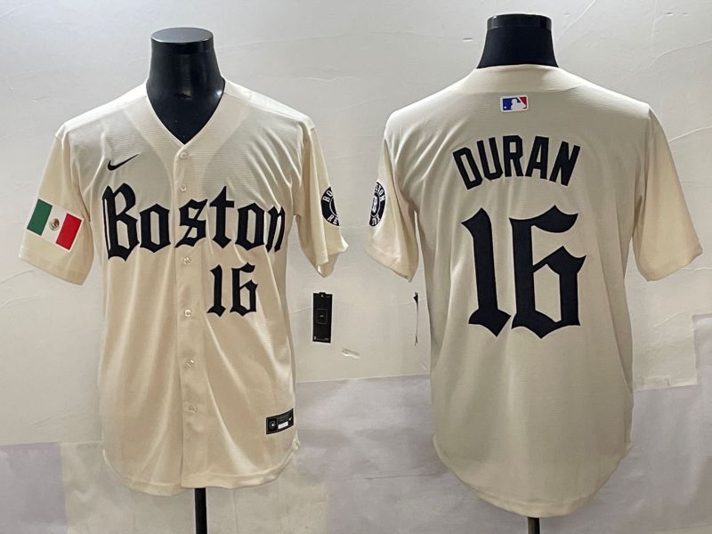 Men 2025 Boston Red Sox #16 Duran Cream Five generations Joint Name Nike MLB Jersey style 13->boston red sox->MLB Jersey